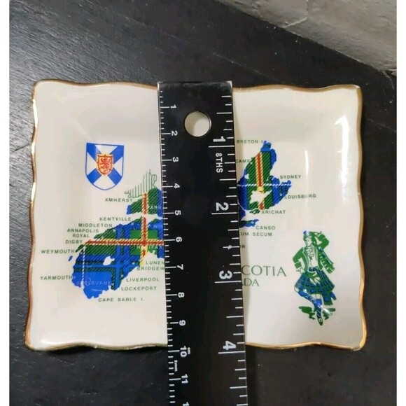 NOVA SCOTIA Souvenir Trinket Tray Dish TARTAN Crown Warwick England Rectangle 5" - Picture 4 of 4